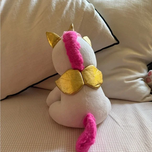 Adorable White Unicorn Plush with Gold Accents - Picture 4 of 4